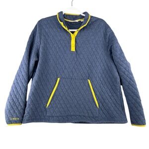 Orvis Outdoors‎ Quilted Pullover Quarter Snap Shirt Womens X-Large Blue Yellow